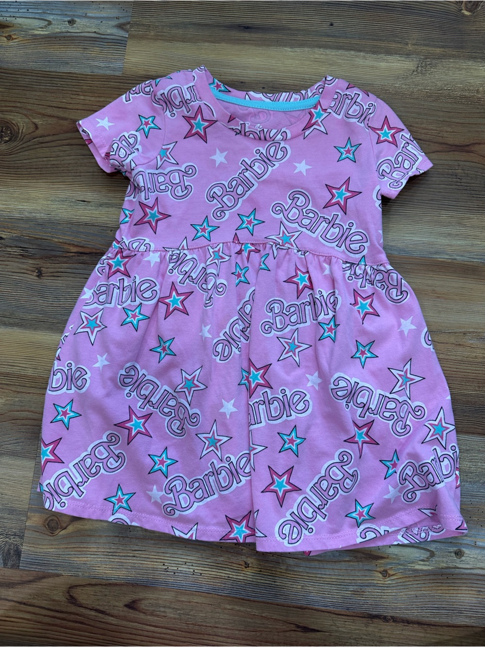 Barbie Pink and Mint Star Graphic Top 4T